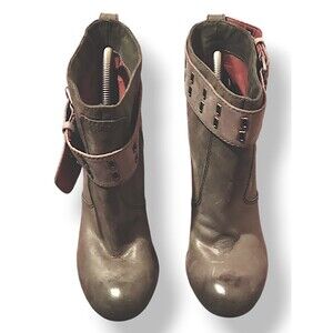 Rosegold Brand Ankle Belted Booties 80s Western Biker Babe Heels Sz 8.5